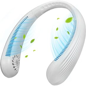 مروحة تبريد شخصية محمولة صغيرة الحجم يمكن ارتداؤها بدون شفرات للرجال والنساء، بطارية قابلة لإعادة الشحن عبر USB تعمل بالطاقة للسفر، مروحة تهوية باردة وهادئة، مراوح جيب شخصية بيضاء اللون in Kuwait