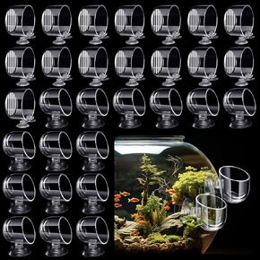 30 Pack Aquatic Plant Cups with Hole Acrylic Aquatic Plant Pot with Suction Cups Transparent Suction Cup Planter Fish Tank Plant Holder for Aquarium Aquascape Decoration, 2 Styles in Saudi Arabia