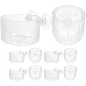 Ipetboom Aquarium Planter 10pcs Aquatic Plant Cups Transparent Acrylic Aquatic Plant Pot with Suction Cups Aquarium Aquatic Planter Fish Tank Aquarium Decoration Fish Tank Plant Holder