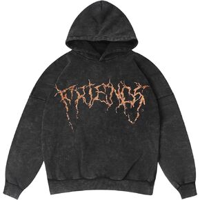 Arnodefrance الرجال V رسالة الرسم الطباعة خمر هوديي المتضخم القطن هوديس البلوز الرمادي in Kuwait