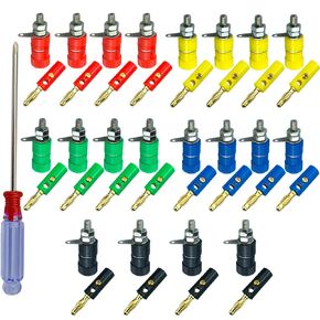 20 Pairs 4 mm Banana Plug Socket Connectors, Gold Plated Banana Plug and Binding Post Terminal (5 Color)