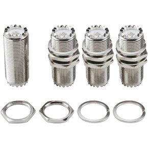 eifagur，4pcs PL-259 Bulkhead Connector UHF Female to UHF Female Adapter SO-239 Nut Bulkhead Panel Mount CB Radio Adapter Connector