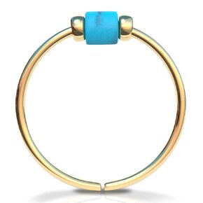 حلقة الحاجز - حلقة حاجز صغيرة باللون الفيروزي مقاس 22 - حلقة حاجز مطرزة بالذهب عيار 14 قيراط - طوق الحاجز in Kuwait