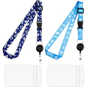 Lanyards for Cruise Ship Cards，2Pack Adjustable Lanyard with Retractable Reel, Lanyards with Waterproof Extra Thick Plastic Clear Badge Holders, Resealable Zip ID Card Holder