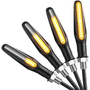 Justech 4 Pieces 12LEDS Motorcycle Indicators Amber Flowing Turn Signal Lights Motorbike Turning Indicators for Motorcycle Motorbike Scooter Quad Cruiser Off Road