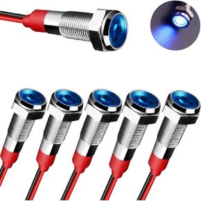 6 قطعة ضوء مؤشر LED أخضر 12/24 فولت تيار مستمر مقاوم للماء 8 مم (5/16 بوصة أضواء مؤشر إشارة الانعطاف مع ضوء اختبار سلك 150 مم للمصد، الشبكة، السيارات الداخلية، لوحة القيادة، الإضاءة المحيطة، الدراجة النارية