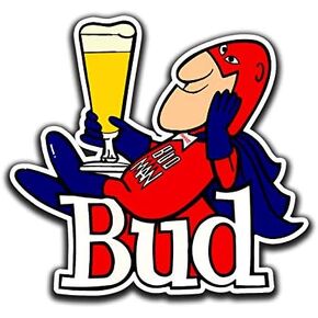Bud Man Beer Vintage Retro Vinyl Sticker //Any-Size// BudMan Vinyl Decal for Car Bumper Truck Window Bar Fridge (4"x4")