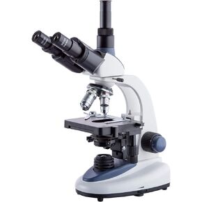 AmScope T380C Professional Compound Trinocular Microscope, 40X-2500X Magnification, WF10x and WF25x Eyepieces, Brightfield, LED Illumination, Abbe Condenser, Double-Layer Mechanical Stage, 85-265V Wide-Voltage Power Supply