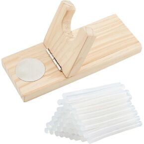 OLYCRAFT Wooden Hot Glue Gun Holder with 50Pcs Hot Melt Resin Glue Sticks Wood Hot Melt Glue Gun Stand Hot Melt Glue Gun Wooden Base with Glue Sticks for Craft Room Organizer