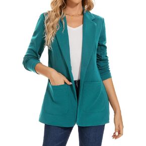 MINTLIMIT Womens Blazers Long Sleeve Button Open Front Notched Lapel Collar Darkcyan Jacket Blazer with Pockets,XL