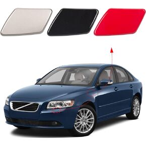 Front Bumper Headlight Washer Nozzle Cover Cap Fit for Volvo S40 V50 2005 2006 2007 39991798 39991799 (Black, Left Driver Side)