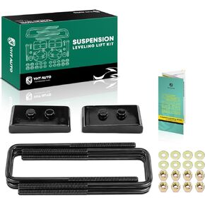 YHTAUTO Suspension Leveling Lift Kit 1 inch Rear Compatible with 2004-2020 Ford F-150 RWD Only, Steel U-Bolts with Lift Blocks Leveling Kit w/Hardware Kit