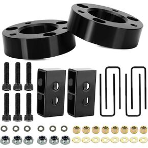 Full Suspension Leveling Lift Kit Compatible with 2004-2020 Ford F150, 3" Front Strut Spacers+ 2" Rear Lift Blocks with Extended U Bolts