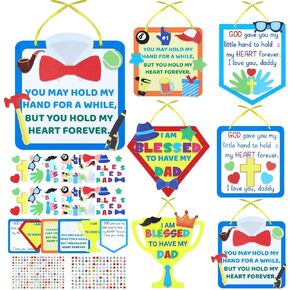 12 Sets Religious Fathers Day Craft Kit for Kids Father's Day DIY Sign Foam Banner Arts Crafts Decor Handmade Craft Gift Kit for Day Classroom Students Sunday School Project Activity