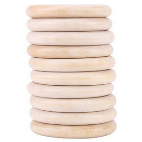Wood Teething 10Pcs Wood Teething Rings Baby Infant Teether Wooden Bracelet DIY Craft Pacifiers Teethers Teething Relief Baby Wooden Teether Accessories Pendant Connector