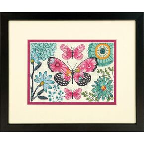 Dimensions 'Butterfly Dream' Counted Cross Stitch Kit, 14 Count Ivory Aida Cloth, 7'' x 5'' Red