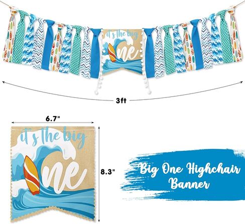 مجموعة كبيرة من 3 قطع من مجموعة تزيين الكيك لعيد الميلاد على شكل تاج مرتفع من 3 قطع للصيف على الشاطئ وركوب الأمواج وحفلات أعياد الميلاد، الطفل الأول باللون الأزرق، لوازم ديكور الحفلات، صور لطيفة، تاج in Kuwait