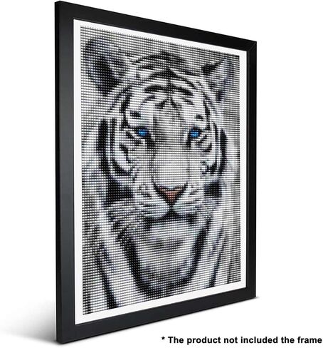 Ginfonr 5D DIY Mosaic Diamond Painting Kits White Tiger Full Drill, Paint with Diamonds Art Animals Cross Stitch Embroidery Rhinestone Craft for Home Office Wall Decor 12x16 Inch in Saudi Arabia