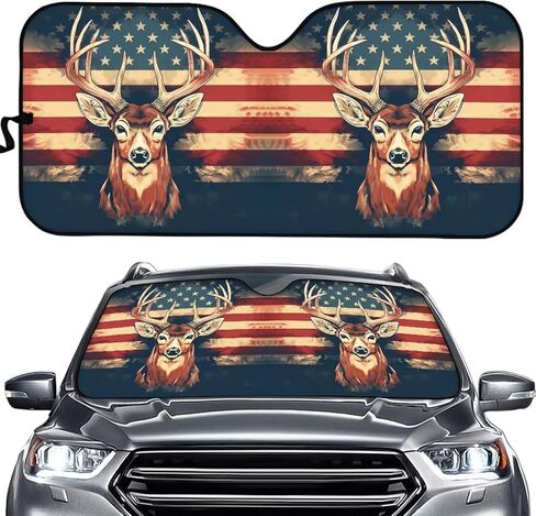 Deer Camo Hunting Forest Auto Sun Shades for Windshield Foldable SUV Truck RV Van Car Sunshade Front Window Sunshield for Women Men Blocks UV Rays Sun Visor Protector in Saudi Arabia