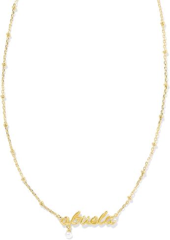 Kendra Scott Abuela Script Short Pendant Necklace in White Pearl, Fashion Jewelry for Women in Saudi Arabia