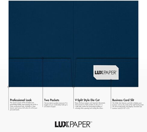 9 x 12 Presentation Folders - Standard Two Pocket w/Front Cover Lower Right Card Slits - Deep Blue Linen - Pack of 25 | Perfect for Tax Season, Brochures, Sales Materials and so Much More! in Saudi Arabia