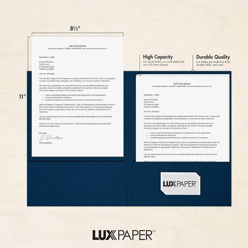9 x 12 Presentation Folders - Standard Two Pocket w/Front Cover Lower Right Card Slits - Deep Blue Linen - Pack of 25 | Perfect for Tax Season, Brochures, Sales Materials and so Much More! in Saudi Arabia