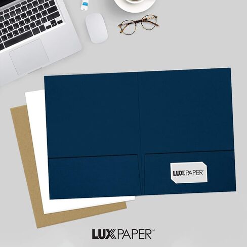 9 x 12 Presentation Folders - Standard Two Pocket w/Front Cover Lower Right Card Slits - Deep Blue Linen - Pack of 25 | Perfect for Tax Season, Brochures, Sales Materials and so Much More! in Saudi Arabia