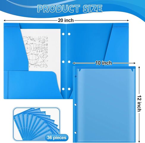 Henoyso 36 Pcs Plastic Folders with Clear Front Pocket 3 Hole Punched 4 Pocket Plastic Folders 2 Horizontal Pockets and 2 Vertical Pockets for Office School for Letter Size Paper(Green) in Saudi Arabia