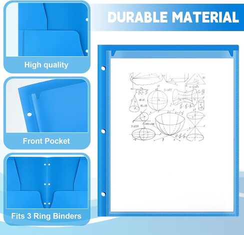 Henoyso 36 Pcs Plastic Folders with Clear Front Pocket 3 Hole Punched 4 Pocket Plastic Folders 2 Horizontal Pockets and 2 Vertical Pockets for Office School for Letter Size Paper(Green) in Saudi Arabia