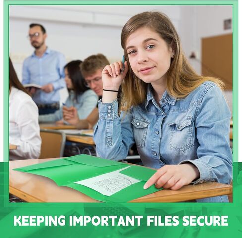 Henoyso 36 Pcs Plastic Folders with Clear Front Pocket 3 Hole Punched 4 Pocket Plastic Folders 2 Horizontal Pockets and 2 Vertical Pockets for Office School for Letter Size Paper(Green) in Saudi Arabia