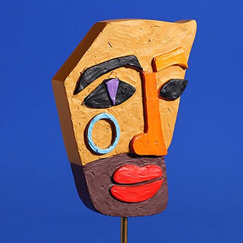 Abstract Art Decor Weird Resin Sculpture Modern Quirky Statues Indoor Colorful Unique Decorations for Home African Art Tribal Funky Face Decor Gift in Saudi Arabia