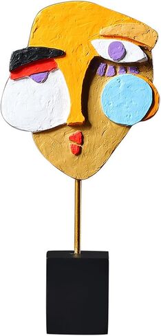 Abstract Art Decor Weird Resin Sculpture Modern Quirky Statues Indoor Colorful Unique Decorations for Home African Art Tribal Funky Face Decor Gift in Saudi Arabia