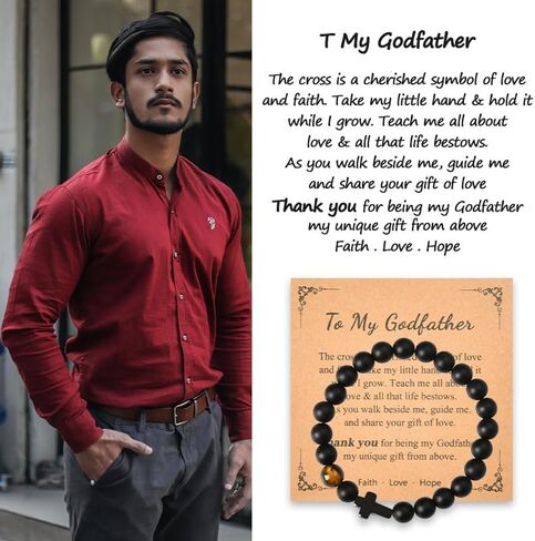 YangQian Religious Christian Gifts for Men Teen Boys Catholic Rosary Beaded Cross Bracelet for Dad Son Birthday Christmas Gift Ideas in Saudi Arabia