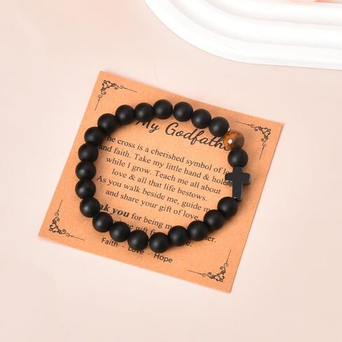 YangQian Religious Christian Gifts for Men Teen Boys Catholic Rosary Beaded Cross Bracelet for Dad Son Birthday Christmas Gift Ideas in Saudi Arabia