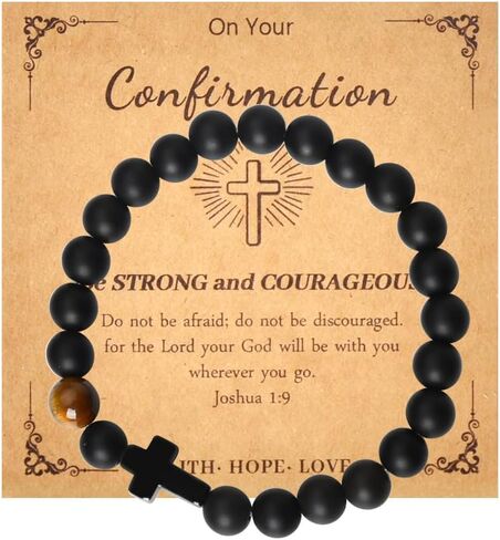 YangQian Religious Christian Gifts for Men Teen Boys Catholic Rosary Beaded Cross Bracelet for Dad Son Birthday Christmas Gift Ideas in Saudi Arabia