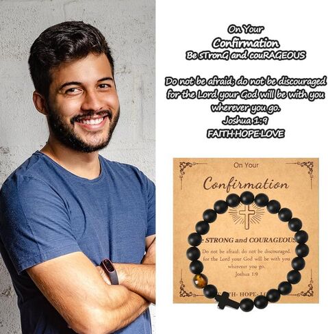 YangQian Religious Christian Gifts for Men Teen Boys Catholic Rosary Beaded Cross Bracelet for Dad Son Birthday Christmas Gift Ideas in Saudi Arabia