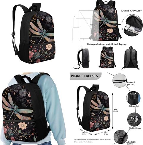 Dragonfly Kids Backpack Set for Girls 3pcs Kids Backpack with Lunch Box Pencil Case Toddler Bookbag Portable Lunch Bag for Kindergarten Preschool Elementary School Students in Saudi Arabia