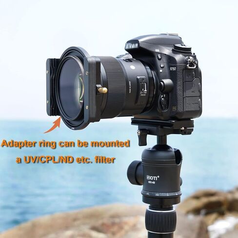 SIOTI Camera Square Filter Holder System +1*ND64(6stops) Square Filter + 6*Adapter Ring (58/62/67/72/77/82mm), for 100 * 100mm or 100 * 150mm ND/GND, Compatiable with General Brand Camera in Saudi Arabia