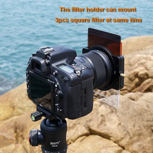 SIOTI Camera Square Filter Holder System +1*ND64(6stops) Square Filter + 6*Adapter Ring (58/62/67/72/77/82mm), for 100 * 100mm or 100 * 150mm ND/GND, Compatiable with General Brand Camera in Saudi Arabia