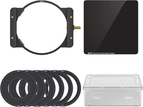 SIOTI Camera Square Filter Holder System +1*ND64(6stops) Square Filter + 6*Adapter Ring (58/62/67/72/77/82mm), for 100 * 100mm or 100 * 150mm ND/GND, Compatiable with General Brand Camera in Saudi Arabia