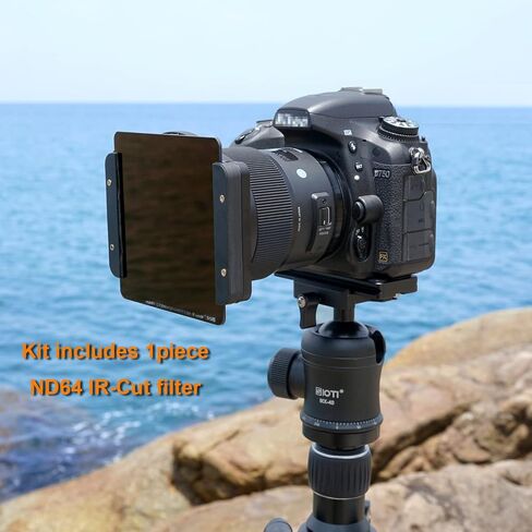 SIOTI Camera Square Filter Holder System +1*ND64(6stops) Square Filter + 6*Adapter Ring (58/62/67/72/77/82mm), for 100 * 100mm or 100 * 150mm ND/GND, Compatiable with General Brand Camera in Saudi Arabia