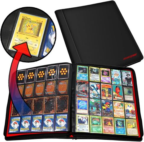 1280+ Cards 20 Pocket Card Binder Collector Card Album - Pages Compatible with Pokemon Cards, Sports Cards, Yugioh, MTG and Other TCG - Trading Card Sleeve with Side Loading Pockets (Black) in Saudi Arabia