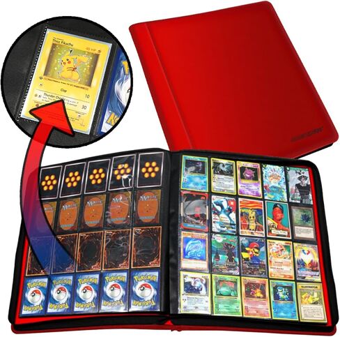 1280+ Cards 20 Pocket Card Binder Collector Card Album - Pages Compatible with Pokemon Cards, Sports Cards, Yugioh, MTG and Other TCG - Trading Card Sleeve with Side Loading Pockets (Black) in Saudi Arabia