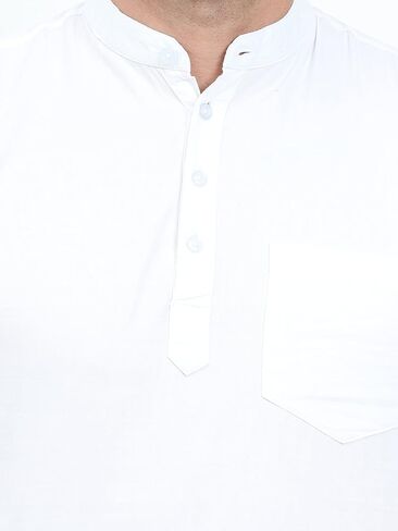 قميص كورتا قصير كاجوال من القطن للرجال من Miraan بياقة ماندارين، أبيض متوسط in Kuwait