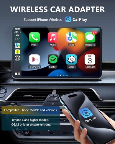 محول Carplay اللاسلكي Apple Carplay Wireless Adapte 2024 ترقية تحويل OEM سلكي إلى التوصيل والتشغيل اللاسلكي اتصال تلقائي سريع وسهل الاستخدام مناسب لسيارة Carplay السلكية في المصنع من 2015 وiPhone iOS 10+ in Kuwait