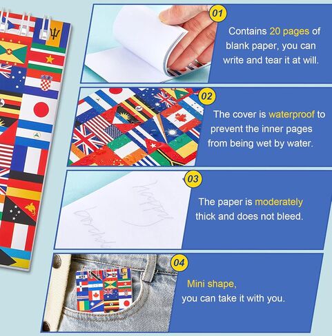 Ctosree 24 Piece World National Flag Party Theme Notepads Mini Notebook Pocket Mini Notepad Mini Spiral Notebook Mini Note Pads Birthday Teacher Classroom Rewards Supplies for Goodie Bags Party Favor in Saudi Arabia