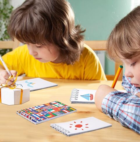 Ctosree 24 Piece World National Flag Party Theme Notepads Mini Notebook Pocket Mini Notepad Mini Spiral Notebook Mini Note Pads Birthday Teacher Classroom Rewards Supplies for Goodie Bags Party Favor in Saudi Arabia