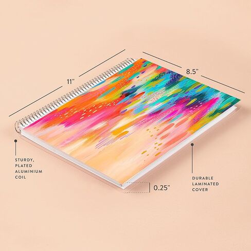 Erin Condren 8,5" X 11" Dot Grid Platinum Spiral Notebook - Ettavee Bliss, 160 Dot Grid Pages For Note Taking & Design Notebook, 80 Lb, Thick Mohawk Paper, Stickers Included in Kuwait