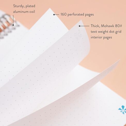 Erin Condren 8,5" X 11" Dot Grid Platinum Spiral Notebook - Ettavee Bliss, 160 Dot Grid Pages For Note Taking & Design Notebook, 80 Lb, Thick Mohawk Paper, Stickers Included in Kuwait