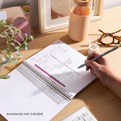Erin Condren 8,5" X 11" Dot Grid Platinum Spiral Notebook - Ettavee Bliss, 160 Dot Grid Pages For Note Taking & Design Notebook, 80 Lb, Thick Mohawk Paper, Stickers Included in Kuwait